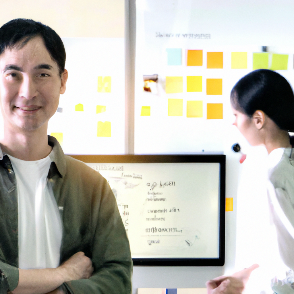 스튜디오 매니저 김다인이 스케줄 보드를 관리하는 모습